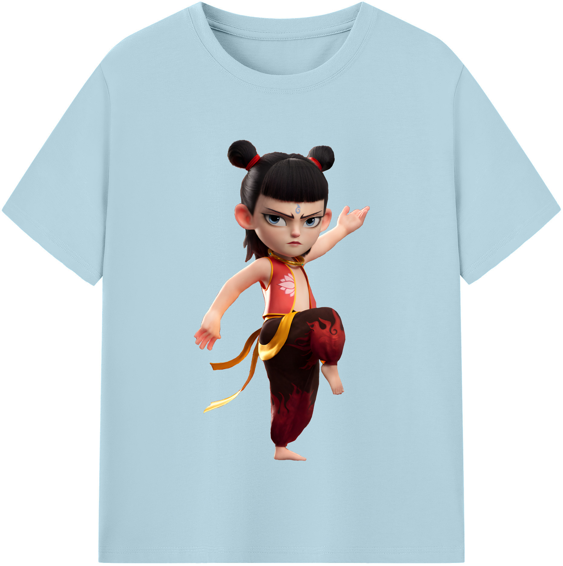 （画像用） Ne Zha 2 ナタ 魔童の大暴れ 綿100％半袖Tシャツ（フロントプリント）